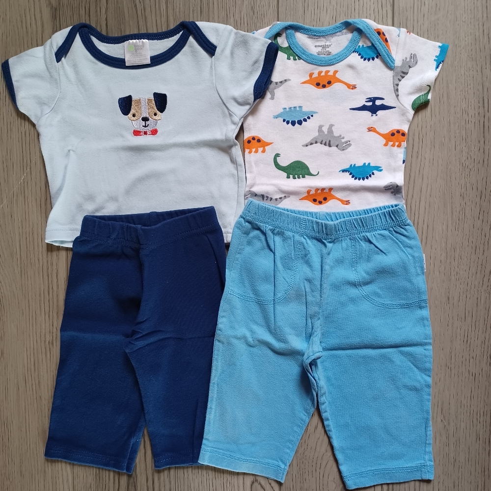 2, Size 3-6 Months T-shirt And Sweat Pants Sets, Onsies Brand And Baby Gear
